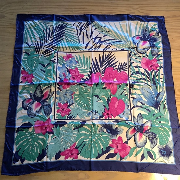 Vintage Christian Dior Silk Floral Scarf - Picture 1 of 9